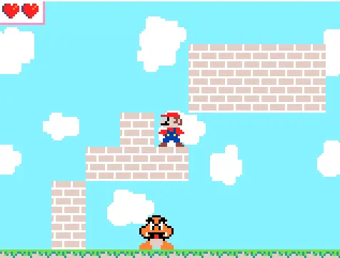 Videojuego de Super Mario Bros creado durante una clase de programación para niños